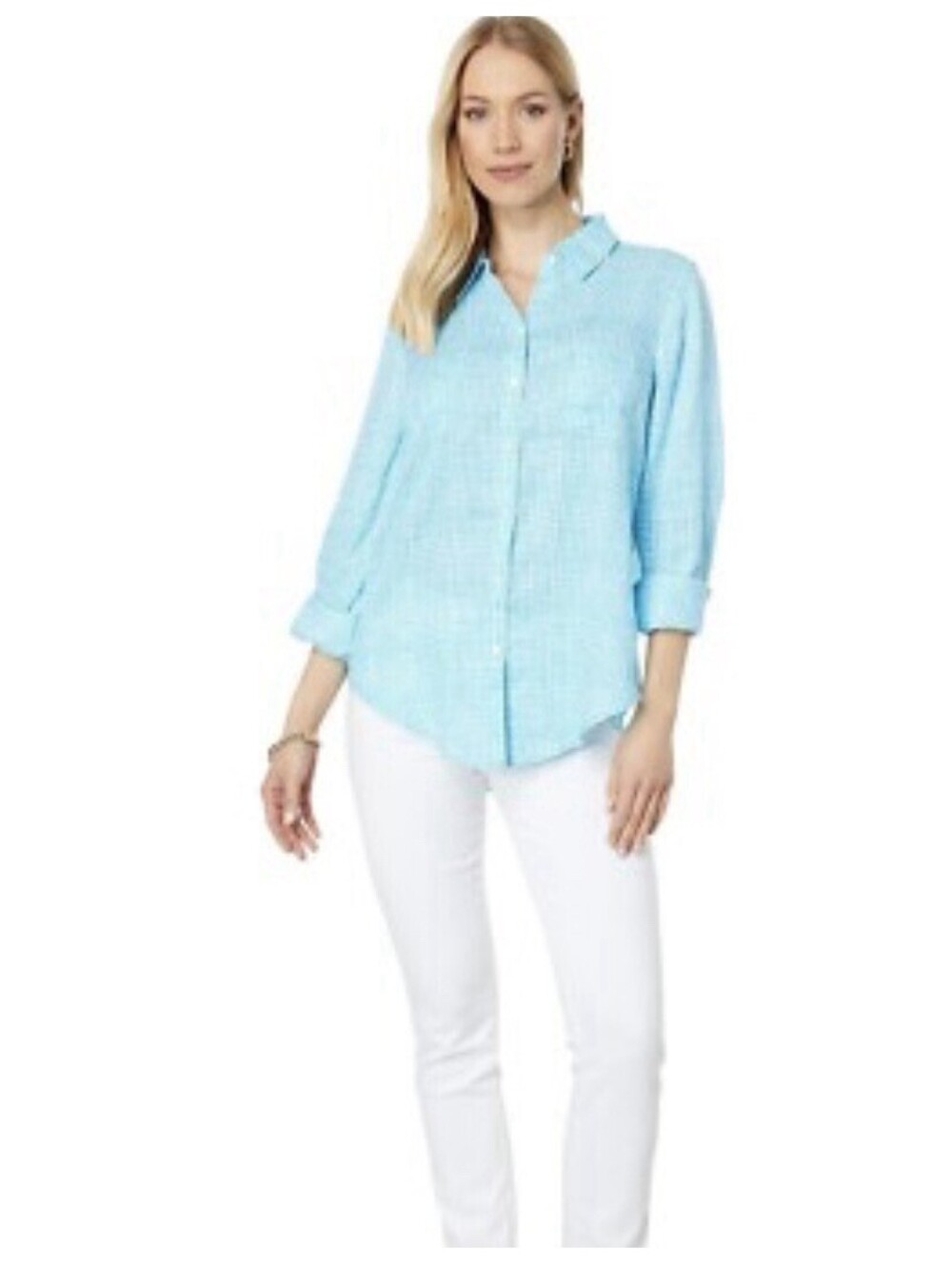 Lilly Pulitzer ~ Sea View ButtonDown ~ Seabreeze Blue/Along the Same Line ~ Sz L